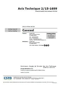 Couverture de l'AVIS TECHNIQUE du bardage fibres de bois CANEXEL